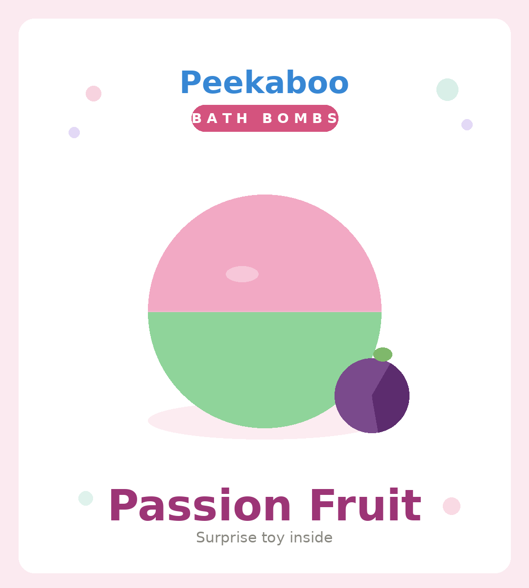 fizzy bath bomb with a surprise animal toy hidden inside. Pick from 12 fruity scents, each with its own colour and mystery creature to collect. Drop it in, watch it fizz, and peekaboo — your surprise appears!