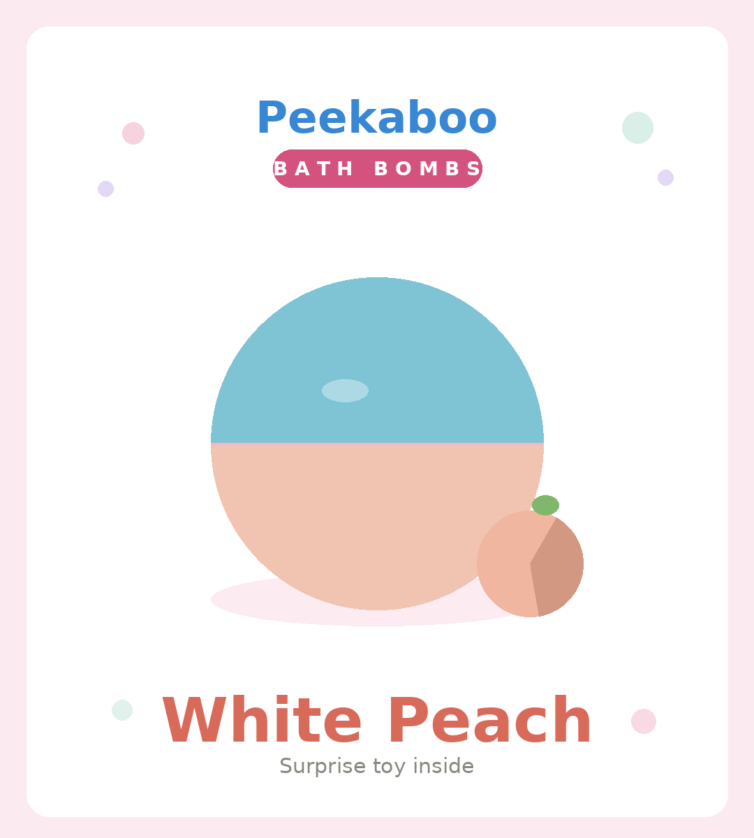 fizzy bath bomb with a surprise animal toy hidden inside. Pick from 12 fruity scents, each with its own colour and mystery creature to collect. Drop it in, watch it fizz, and peekaboo — your surprise appears!