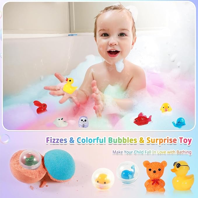 Peekaboo Surprise Bath Bombs for Kids - 24 Surprise Toy Bath Fizzers, Collectible Animals Inside
