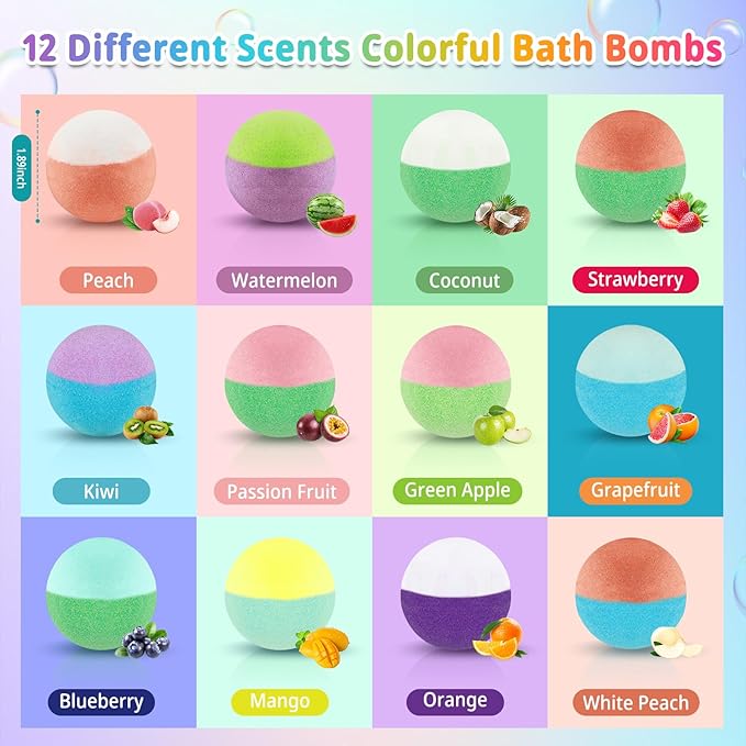 fizzy bath bomb with a surprise animal toy hidden inside. Pick from 12 fruity scents, each with its own colour and mystery creature to collect. Drop it in, watch it fizz, and peekaboo — your surprise appears!